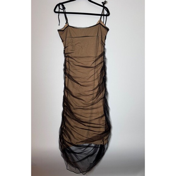 Dolls Kill Generation Kiss Alicia Midi Dress XXL Black Tan Ruched Tulle Goth - Picture 6 of 14